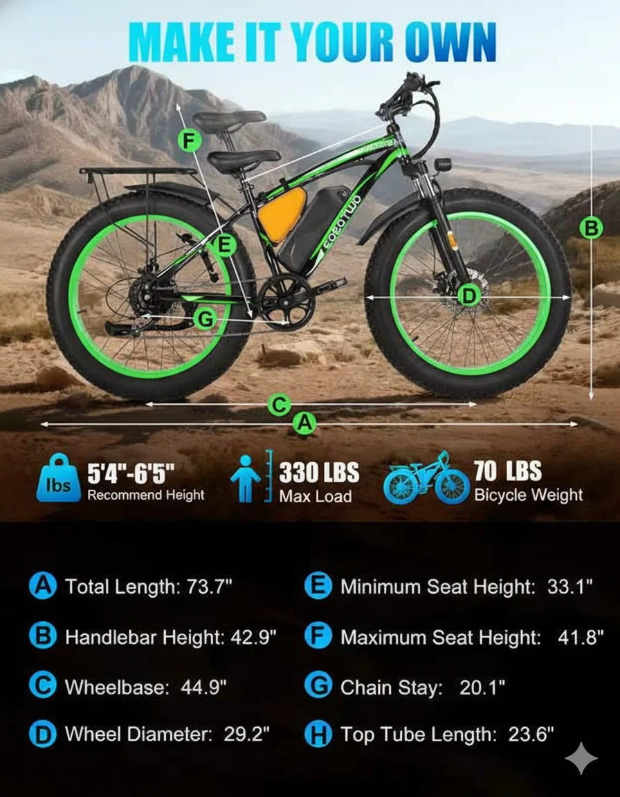 26" 1000w Electric Bike for Adults