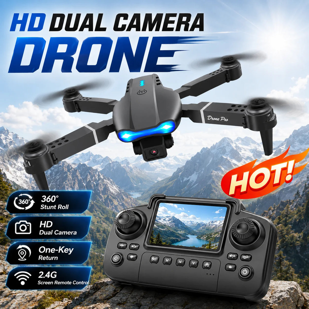 Foldable Remote Control Quad Copter Drone