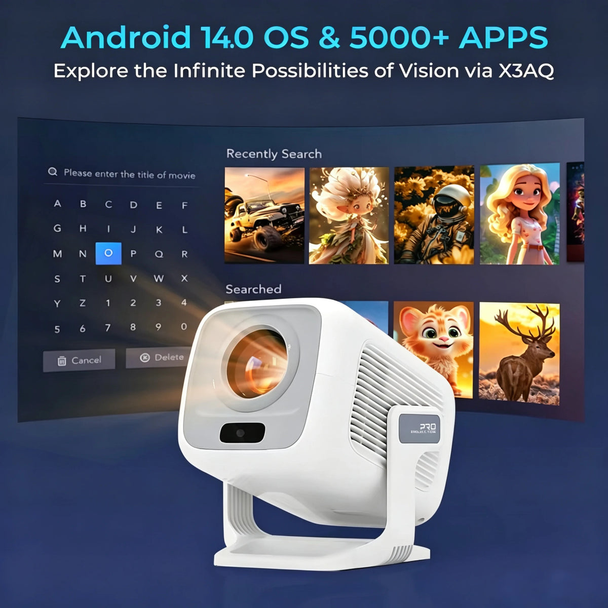 4K Mini Cinema LED Projector Android 14