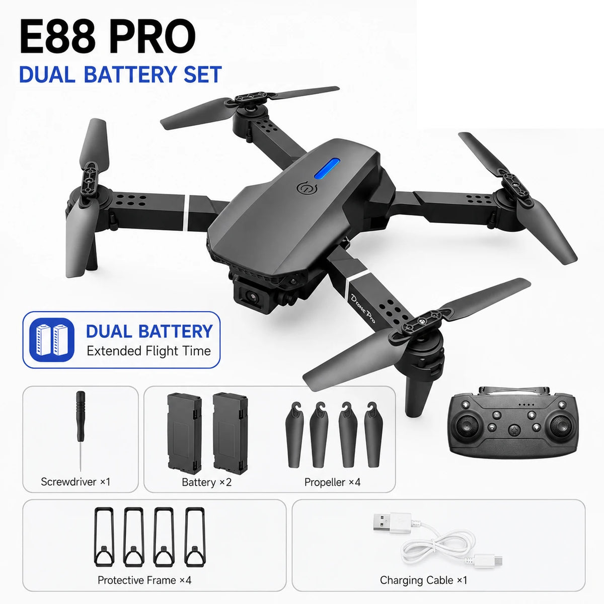 8K Foldable Quad Copter with Dual Cameras