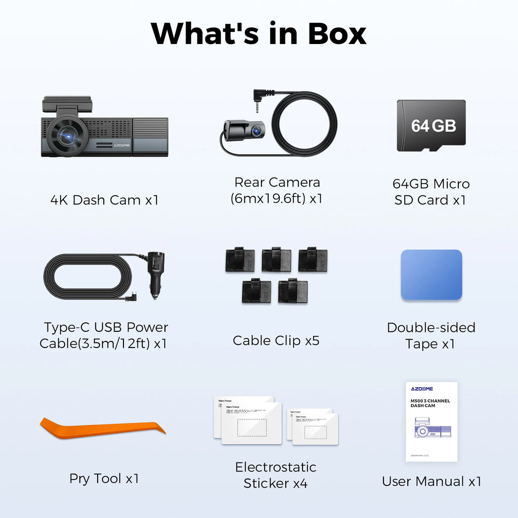 Dash Cam 3-Channel  With Voice Control