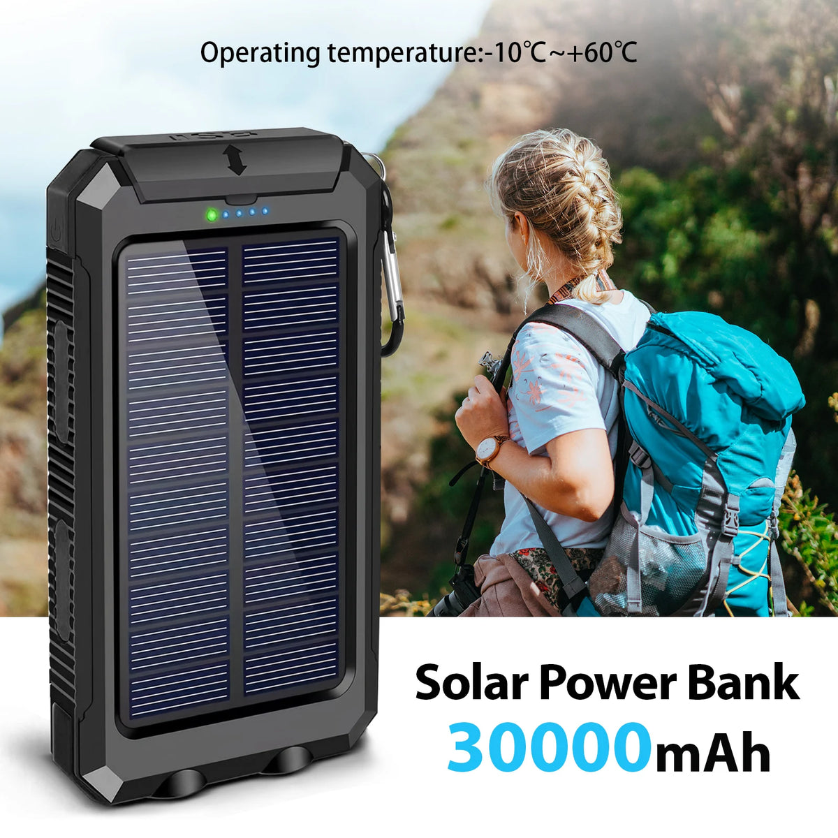 30000mAh Solar Power Bank Portable Charger