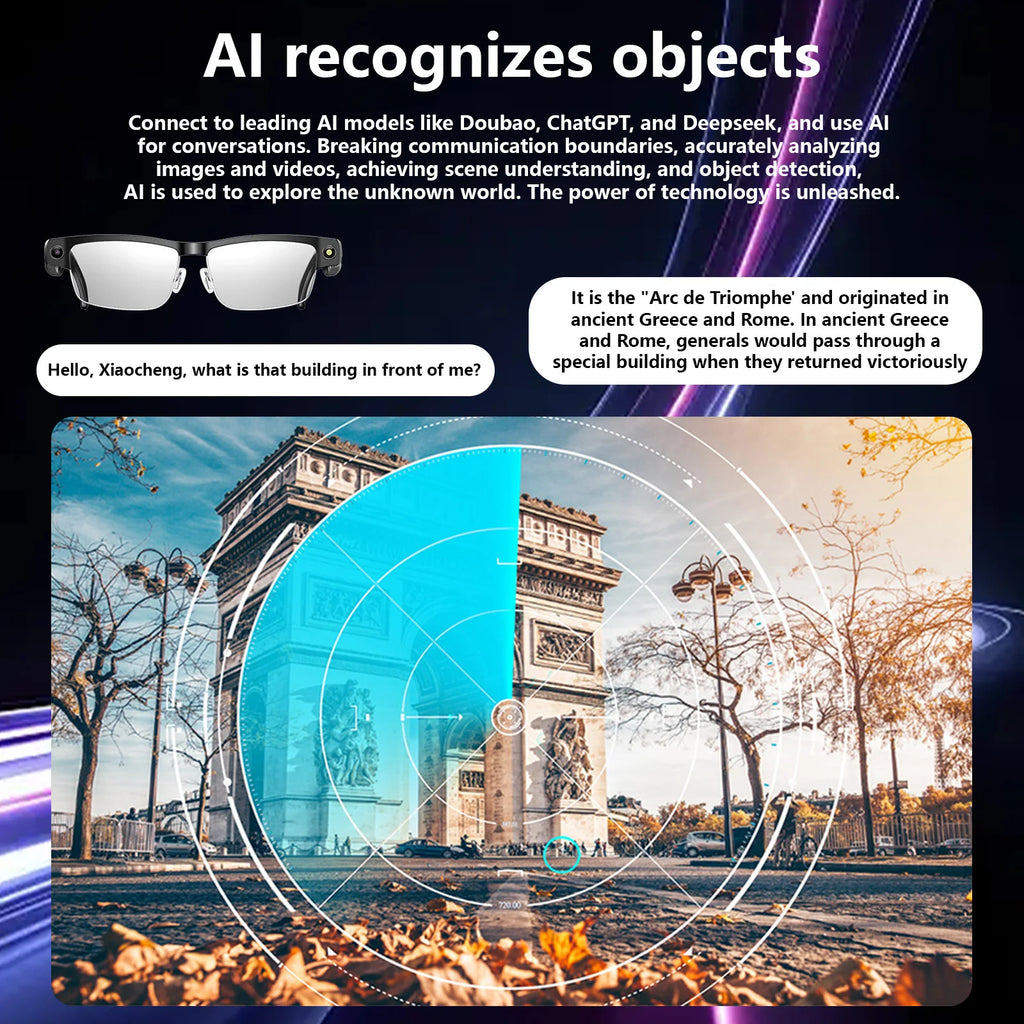 Smart AI Glasses with 8MP Camera