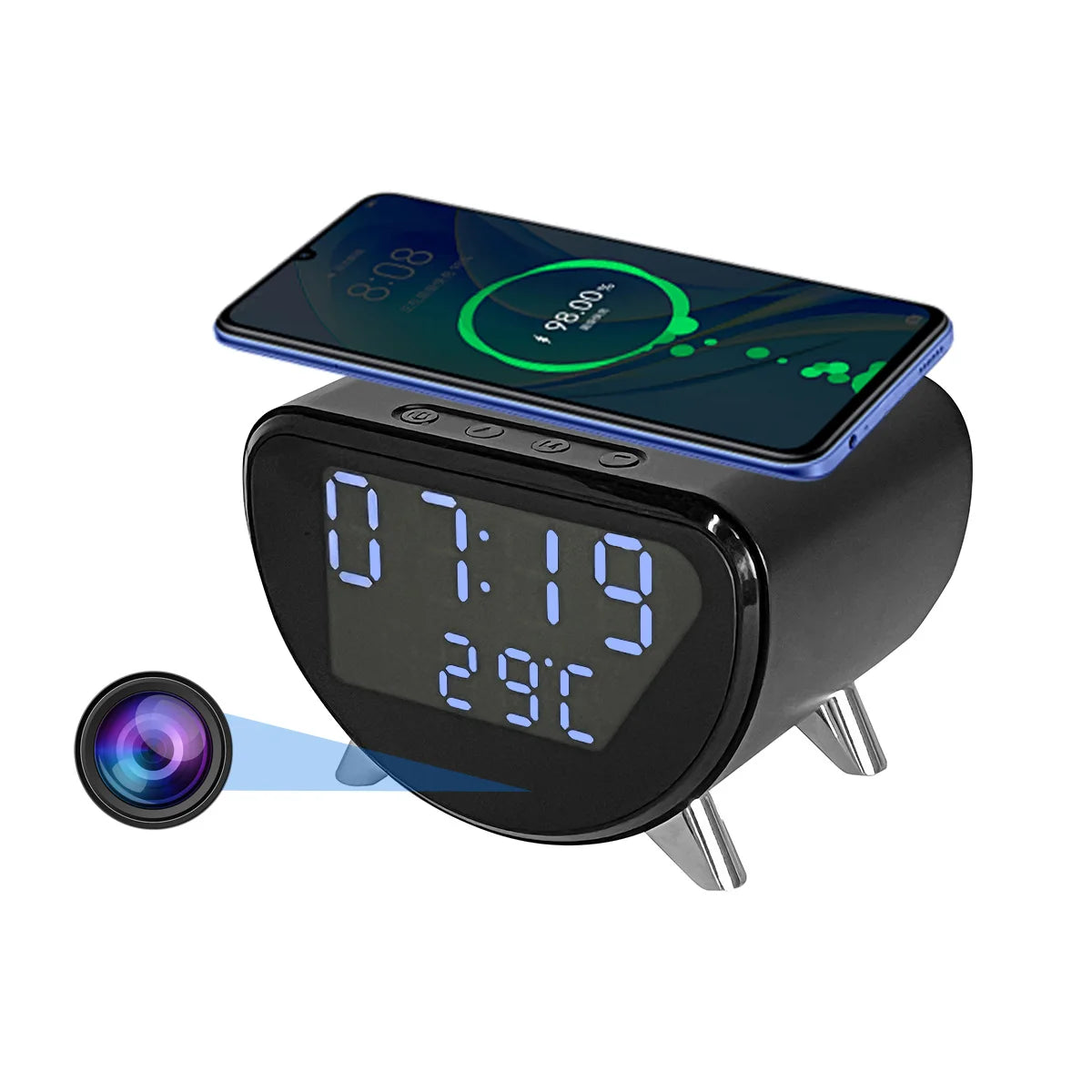 WiFi Clock Camera with Wireless Charging