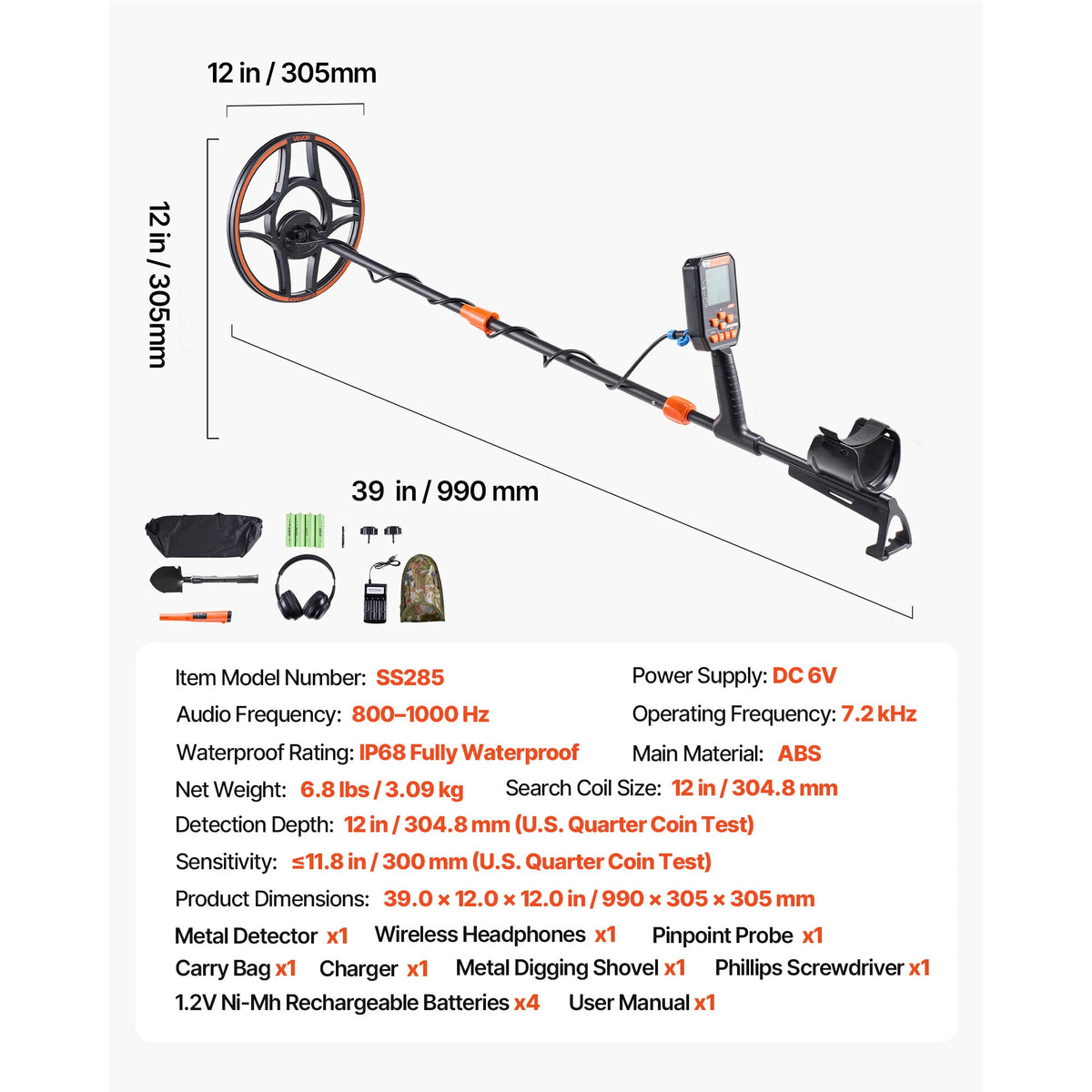 12" Waterproof Metal Detector