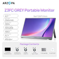 ARZOPA 16.1in 180HZ 2.5K Portable Monitor 107% sRGB HDR IPS External Second Screen for Laptop/PC/PS5/Mac/Xbox Z3FC Gray with Bag