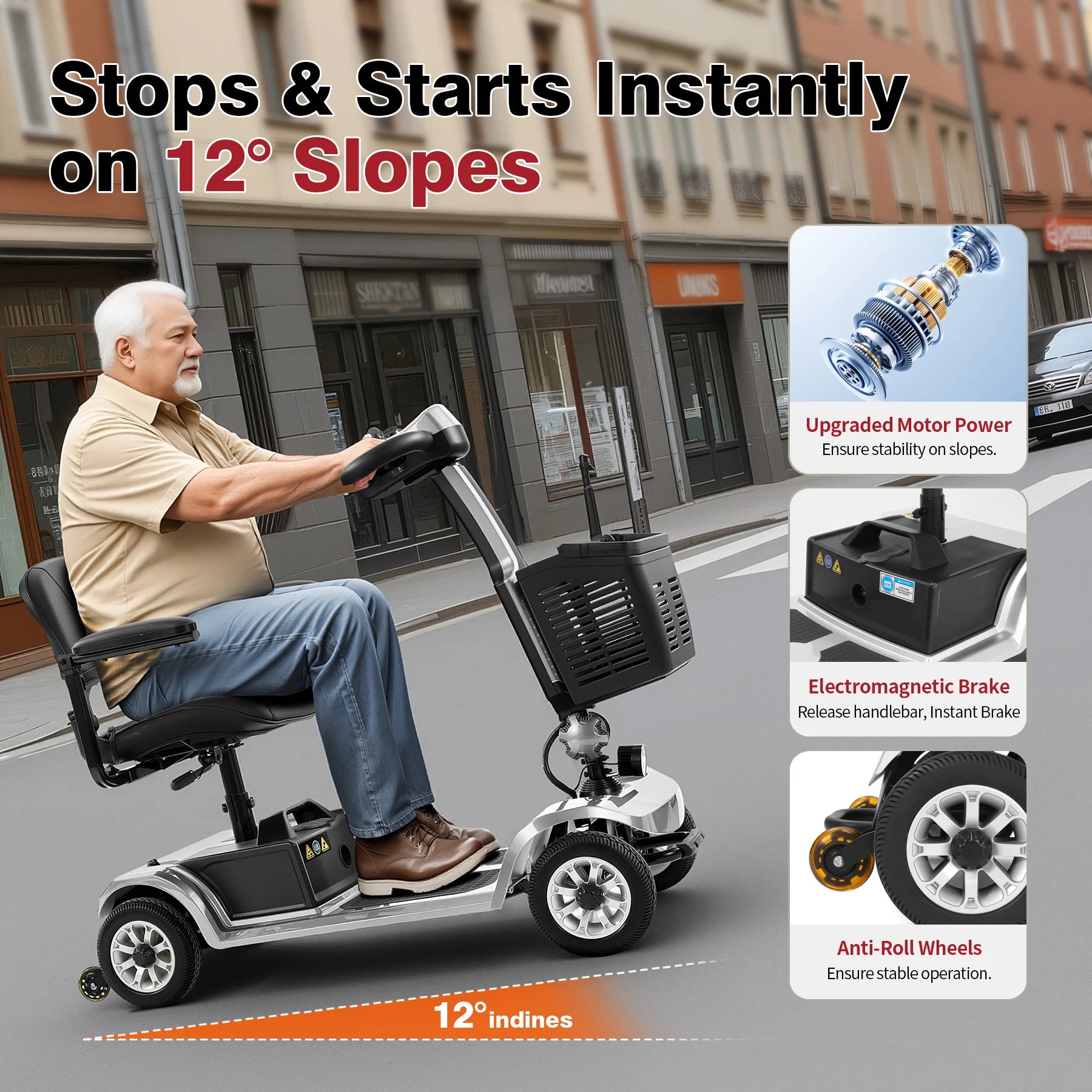 Foldable 4 Wheel Mobility Scooter for Seniors