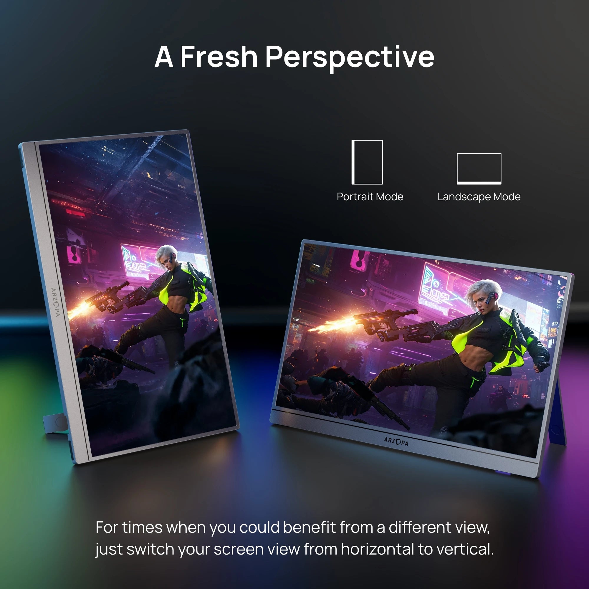ARZOPA 16.1in 180HZ 2.5K Portable Monitor 107% sRGB HDR IPS External Second Screen for Laptop/PC/PS5/Mac/Xbox Z3FC Gray with Bag