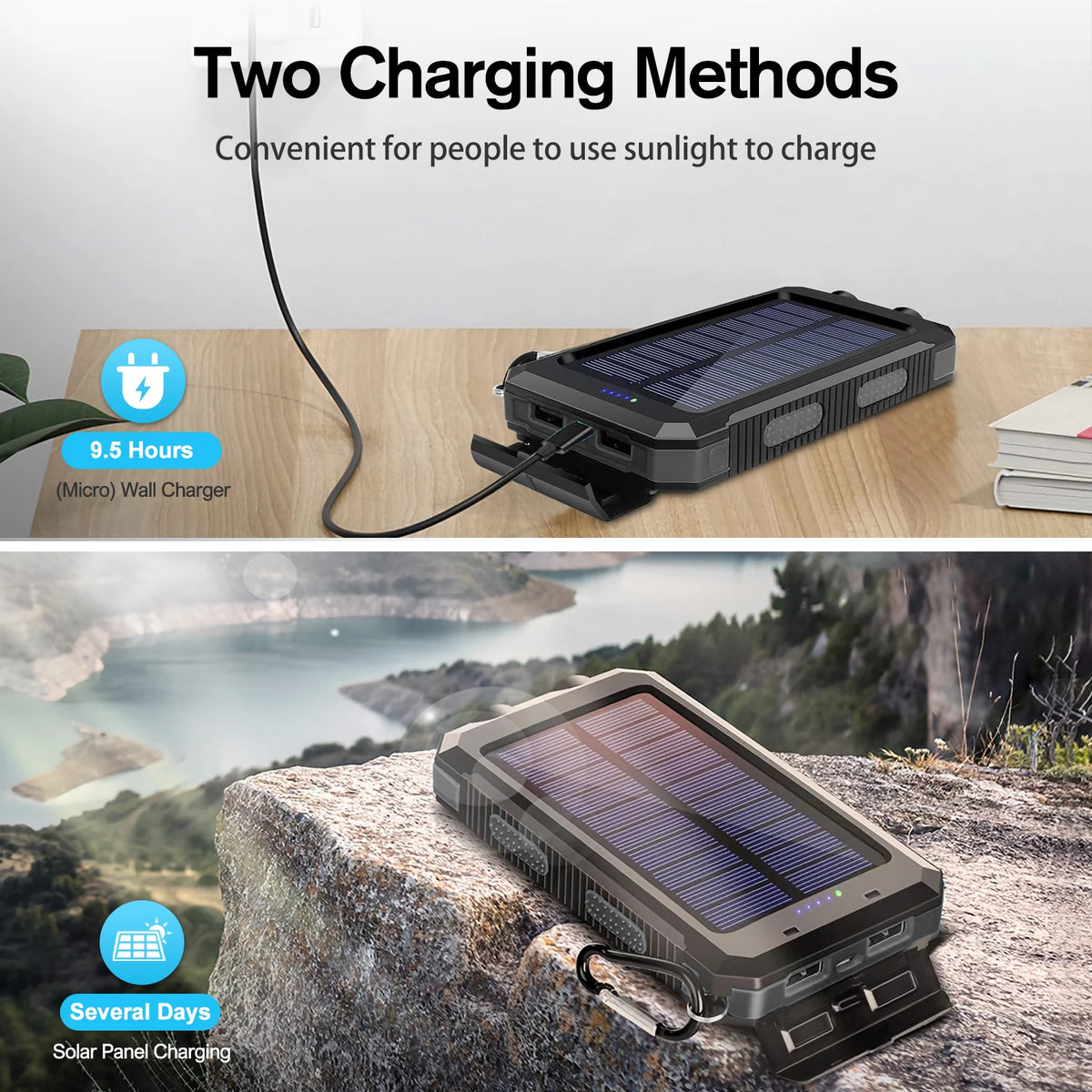30000mAh Solar Power Bank Portable Charger