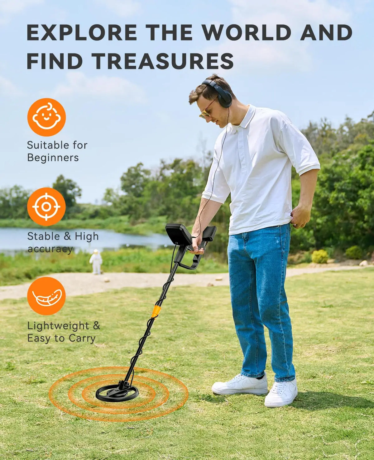 8" Professional Metal Detector for Adults
