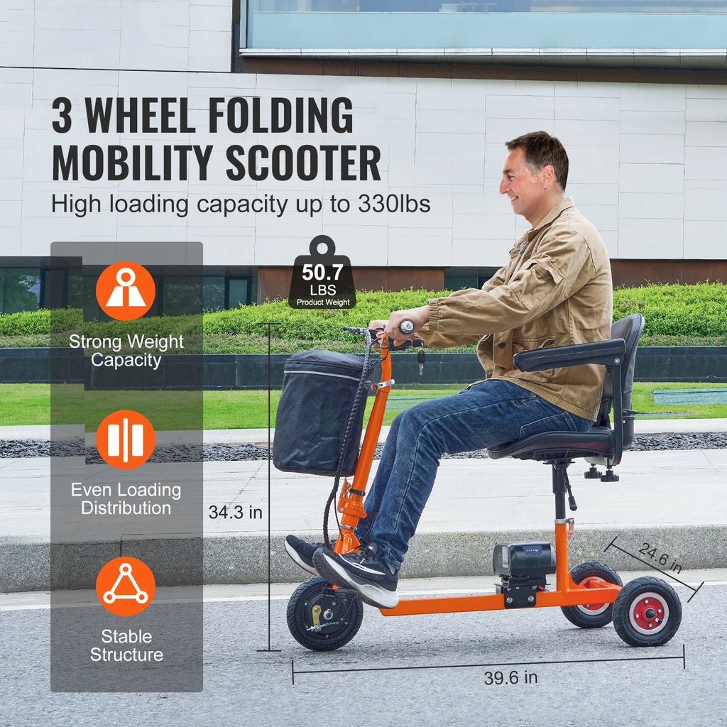 Foldable 3 Wheel Mobility Scooter for Seniors