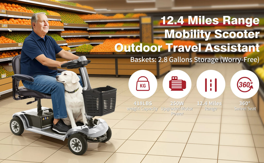 Foldable 4 Wheel Mobility Scooter for Seniors