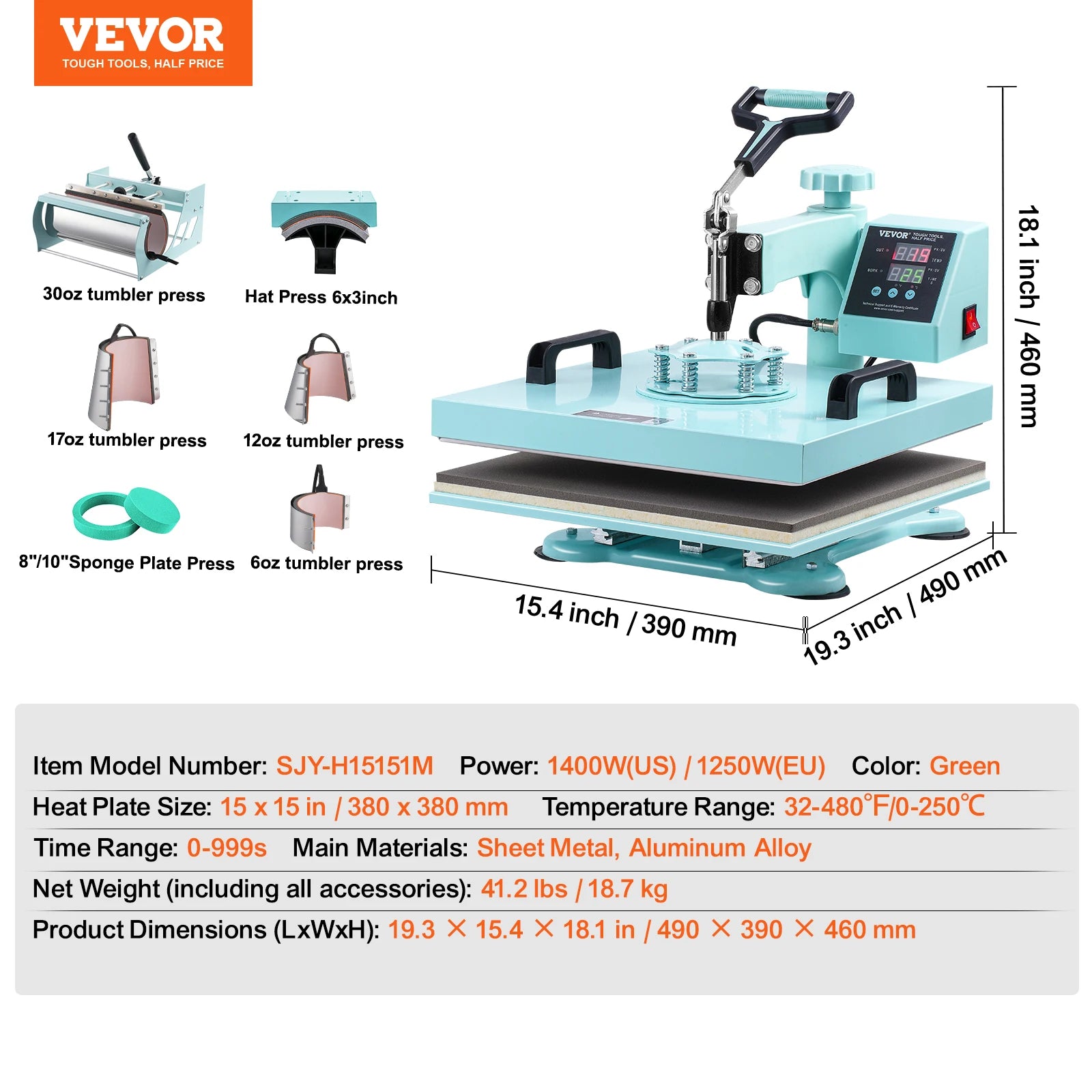 Heat Press Machine 12x15 inch With 360° Swing Away
