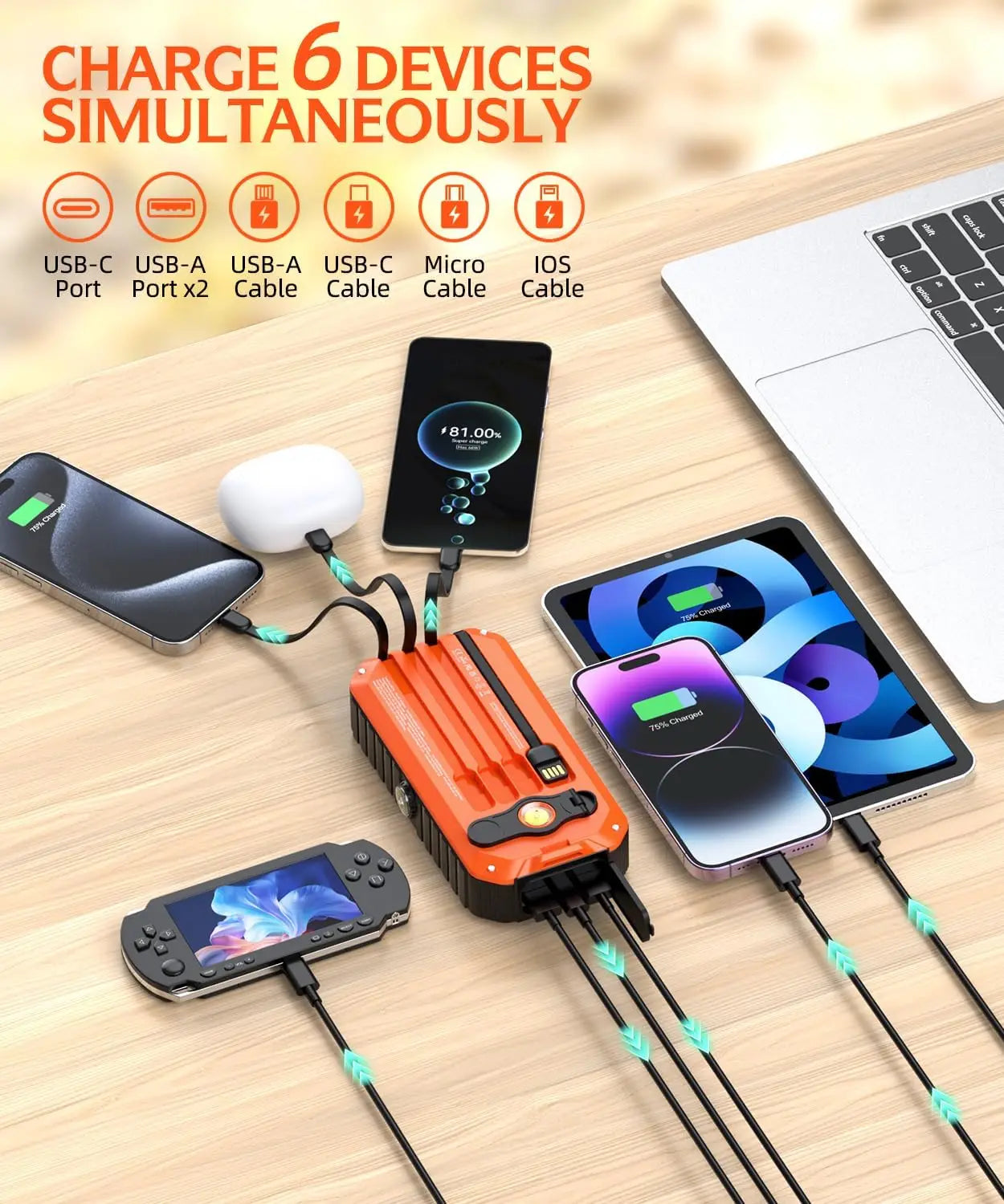 Solar Charger Power Bank With Hand Crank