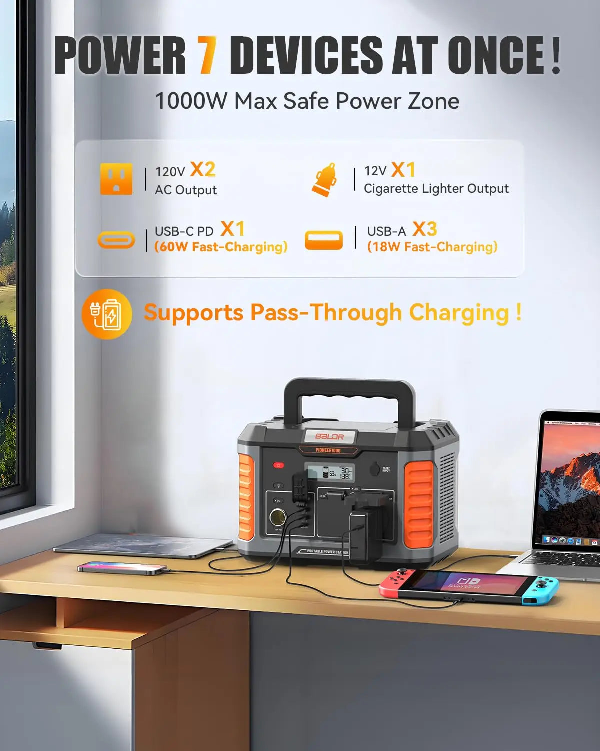 1000W  Lightweight Solar Generator