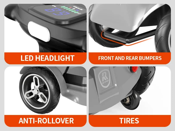 Gray Portable 4 Wheel Mobility Scooter