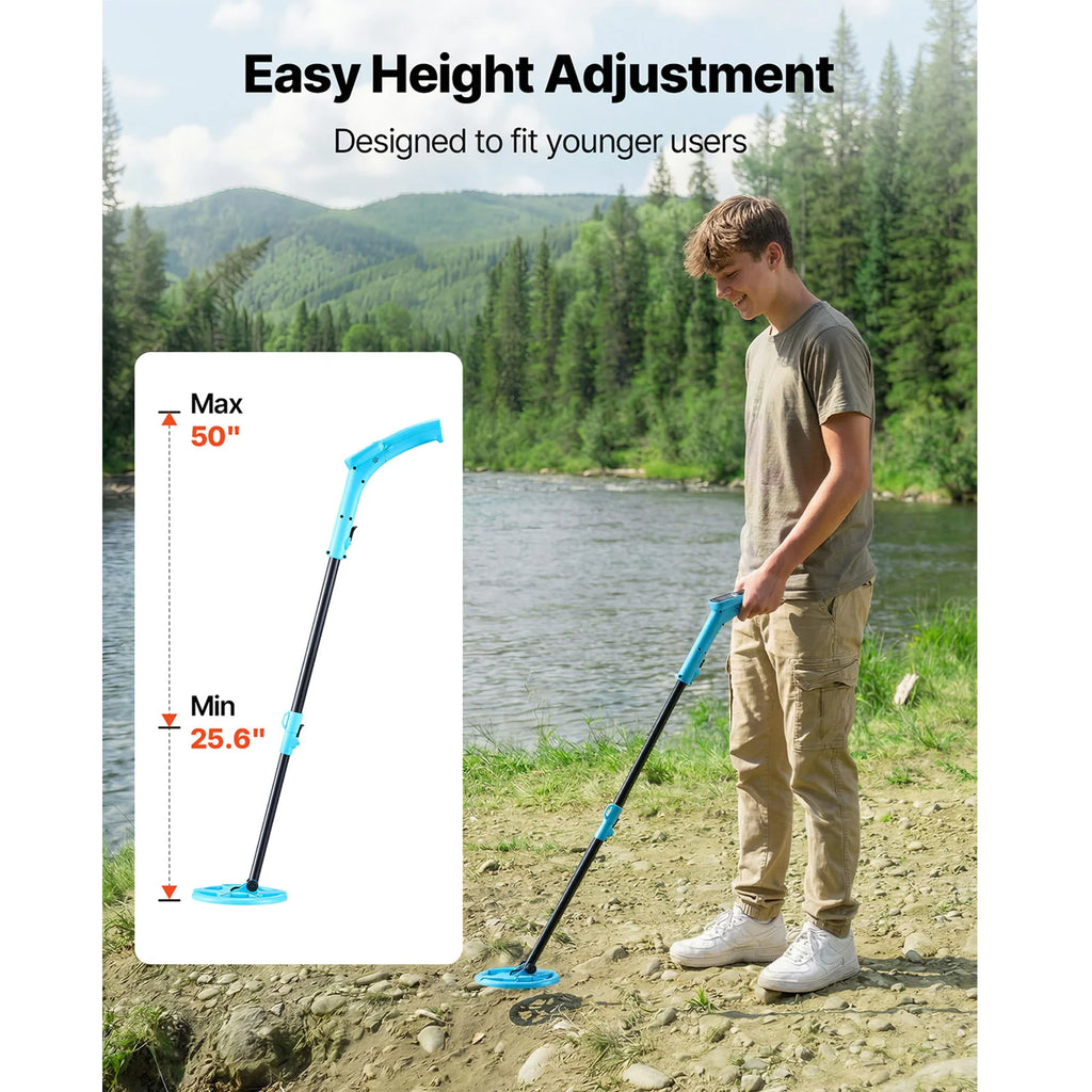 Adjustable Metal Detector 4" Lightweight LCD 6" IP68 Waterproof Search Coil Adjustable 25.6-36.6" Accuracy For Gold Exploration