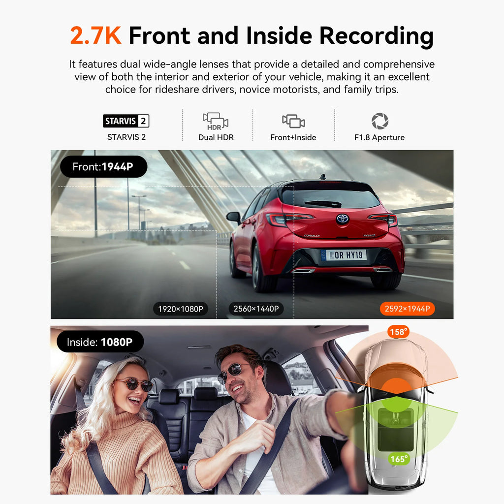 Dual Dash Camera with IR Night Vision