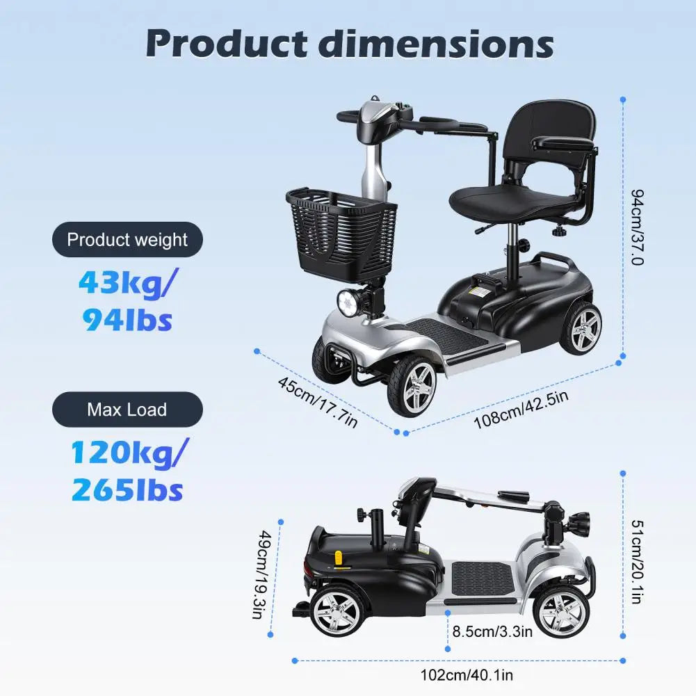 4 Wheel Foldable Mobility Scooter for Adults