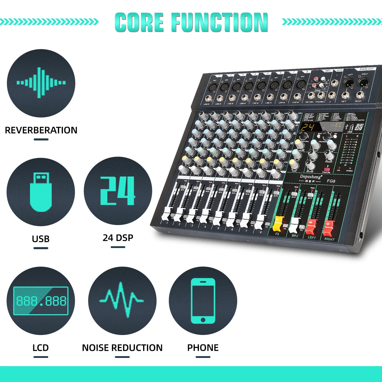 8/12 Channel Professional Audio Mixer