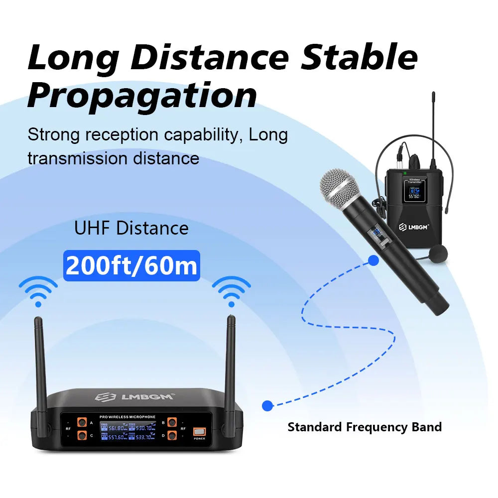 4 Channel UHF Wireless Dynamic Microphone Set
