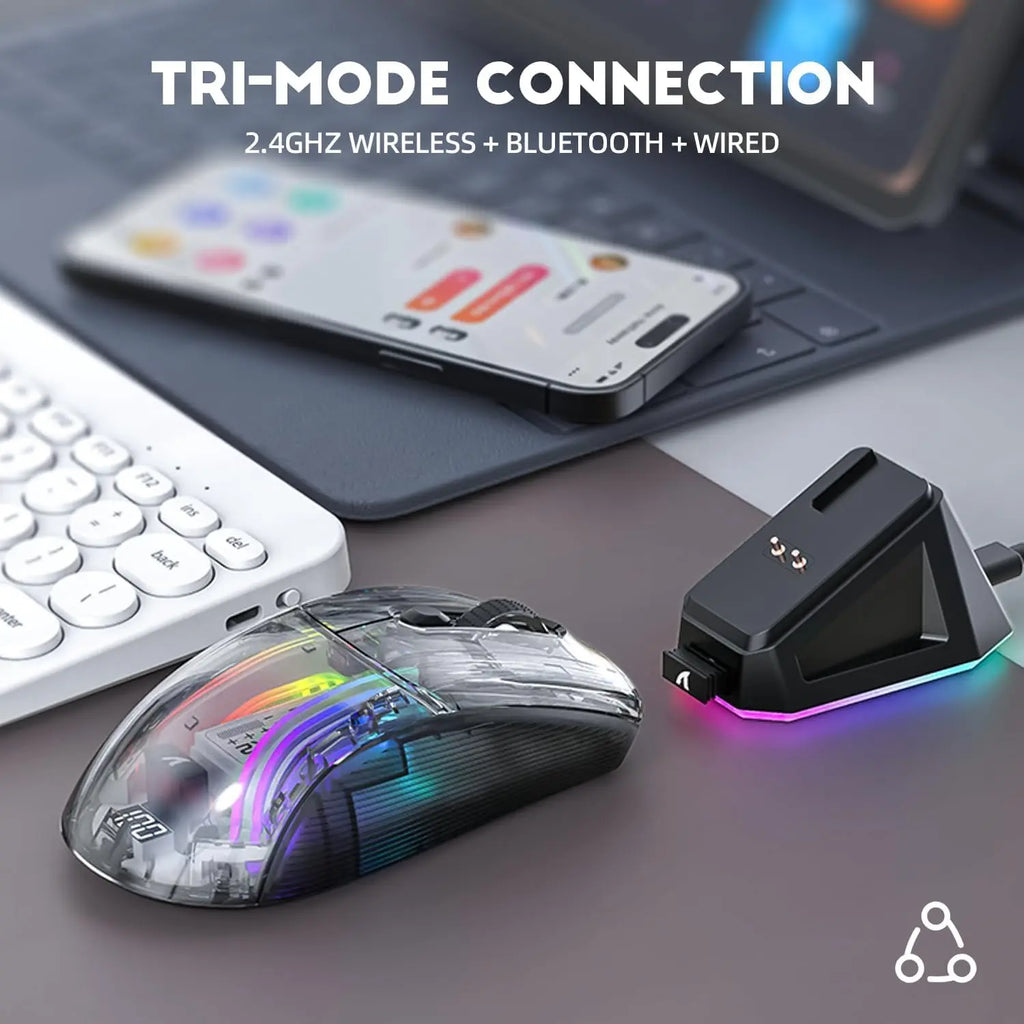 Wireless Gaming Mouse With RGB Charging Dock