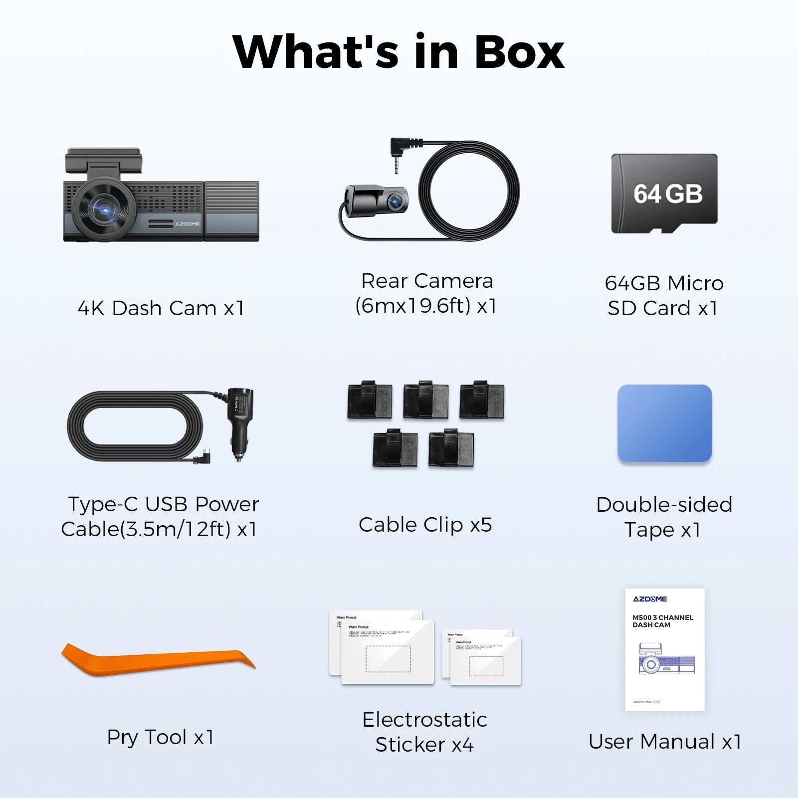 Dash Cam 3-Channel  With Voice Control