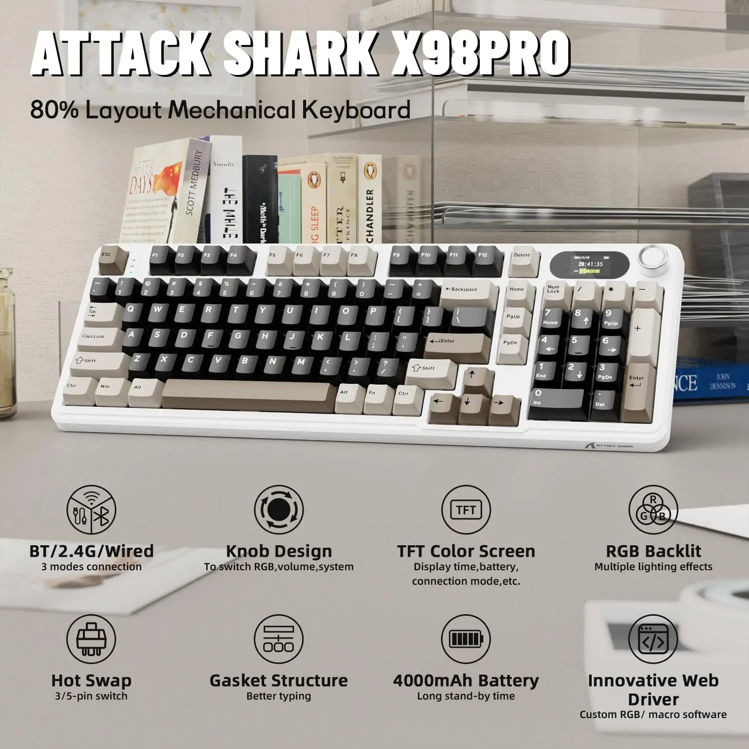Wireless Mechanical Keyboard with Screen & Knob