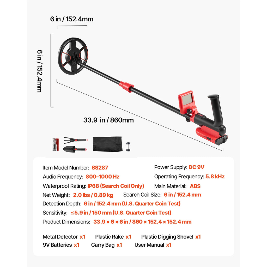 6" Adjustable Metal Detector With LCD Display