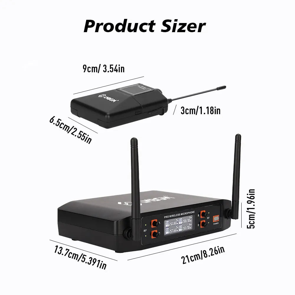 4 Channel UHF Wireless Headset Microphone Set