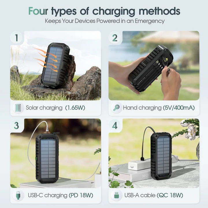 Solar Power Bank with Hand Crank