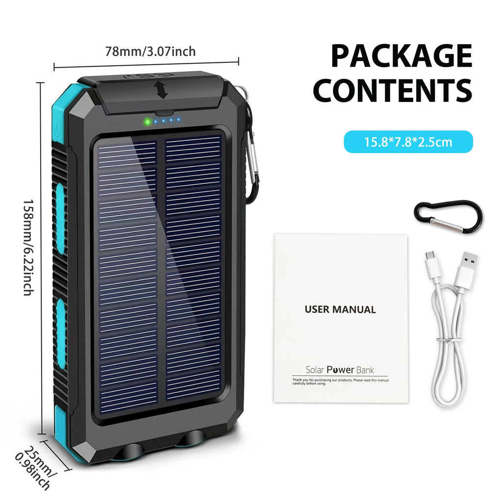 30000mAh Solar Power Bank Portable Charger
