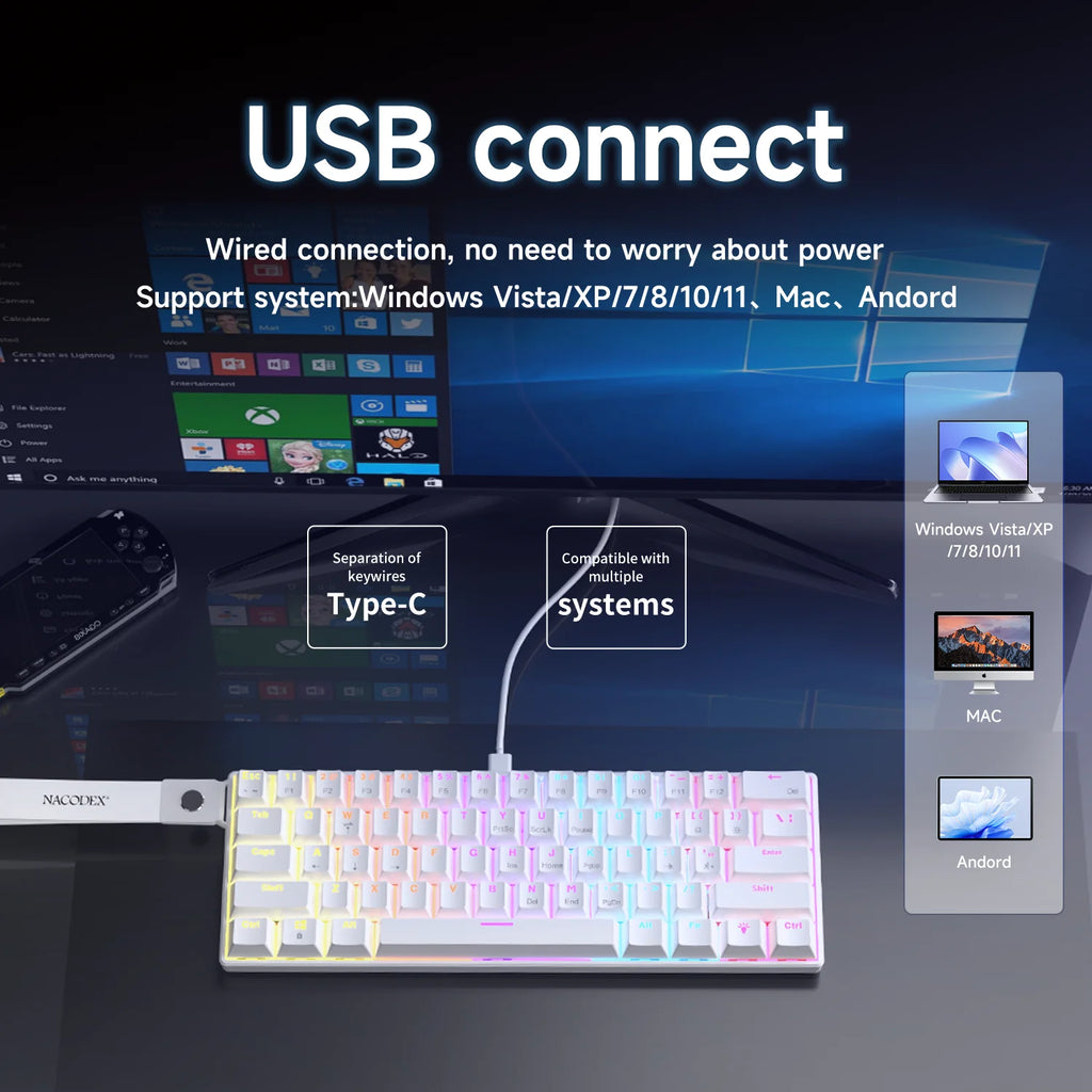 Wired Mechanical Keyboard, Mixed Back-light