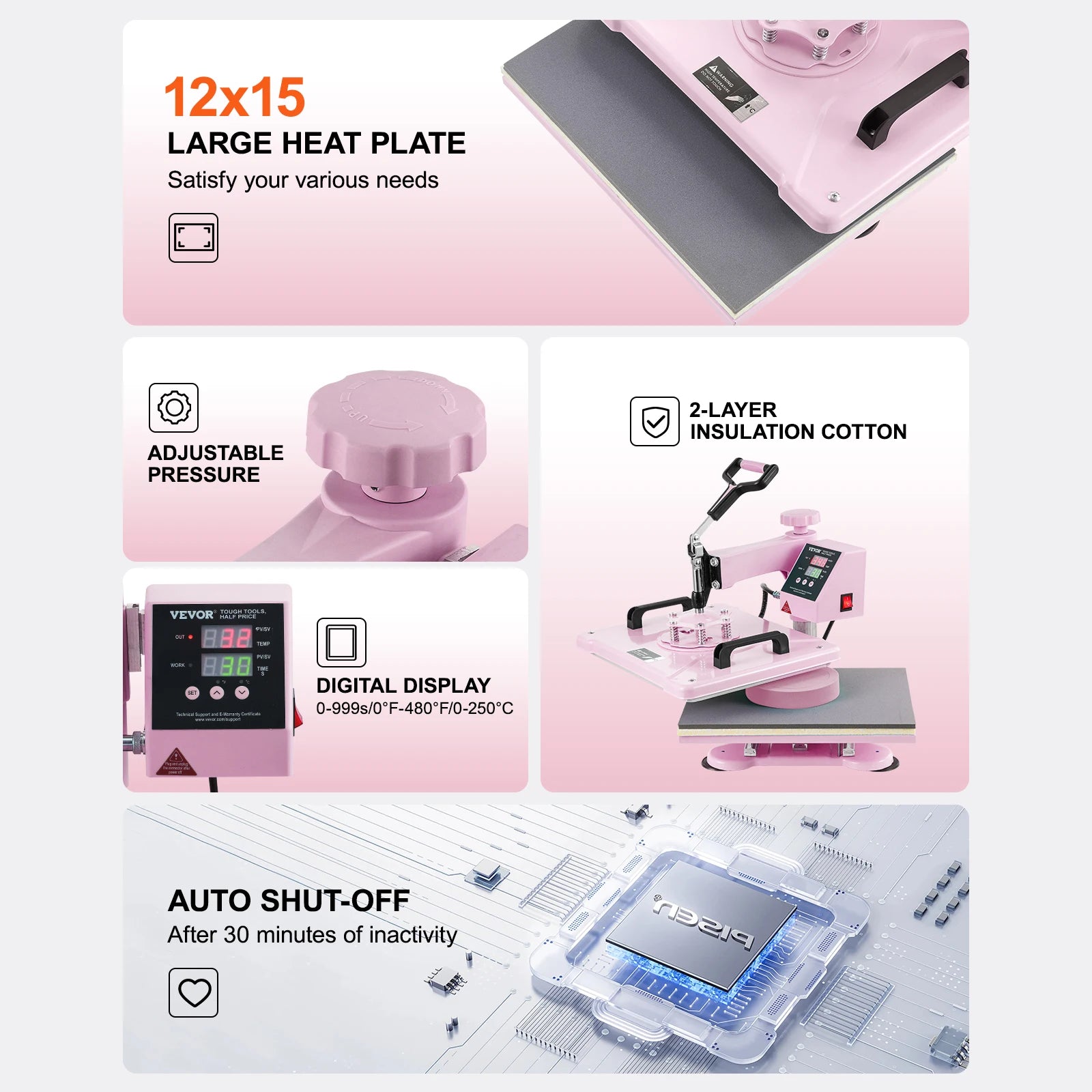 Heat Press Machine 12x15 inch With 360° Swing Away
