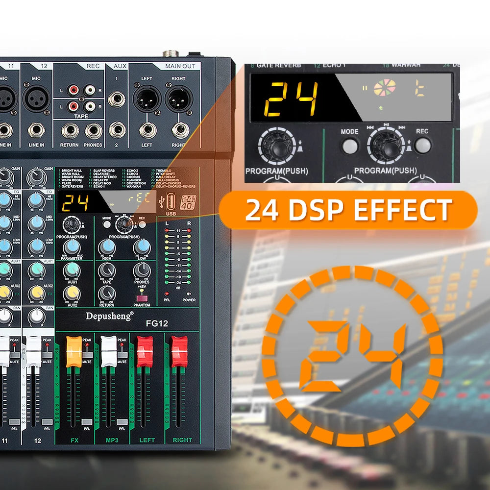 8/12 Channel Professional Audio Mixer