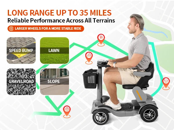Gray Portable 4 Wheel Mobility Scooter