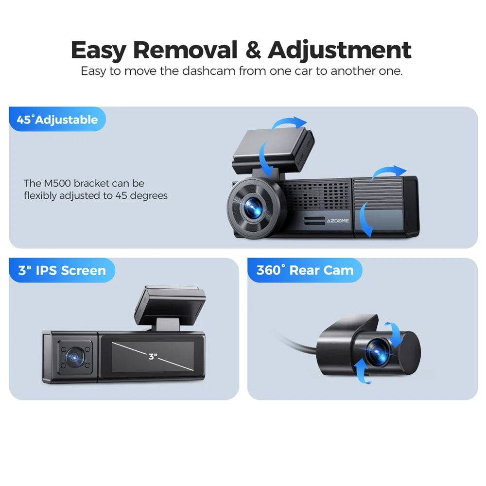 Dash Cam 3-Channel  With Voice Control