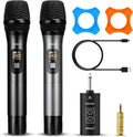 Wireless Microphone with Bluetooth, UHF Dual Handheld Dynamic Metal Mic Set, 160ft Range, Rechargeable Receiver, 1/4' Output