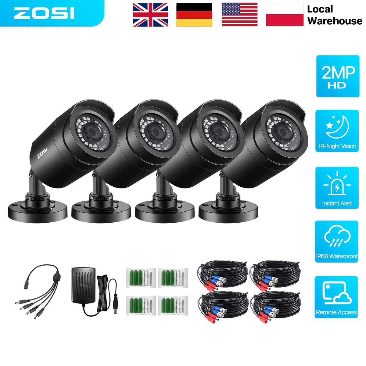 4 Pack Outdoors Security Cameras