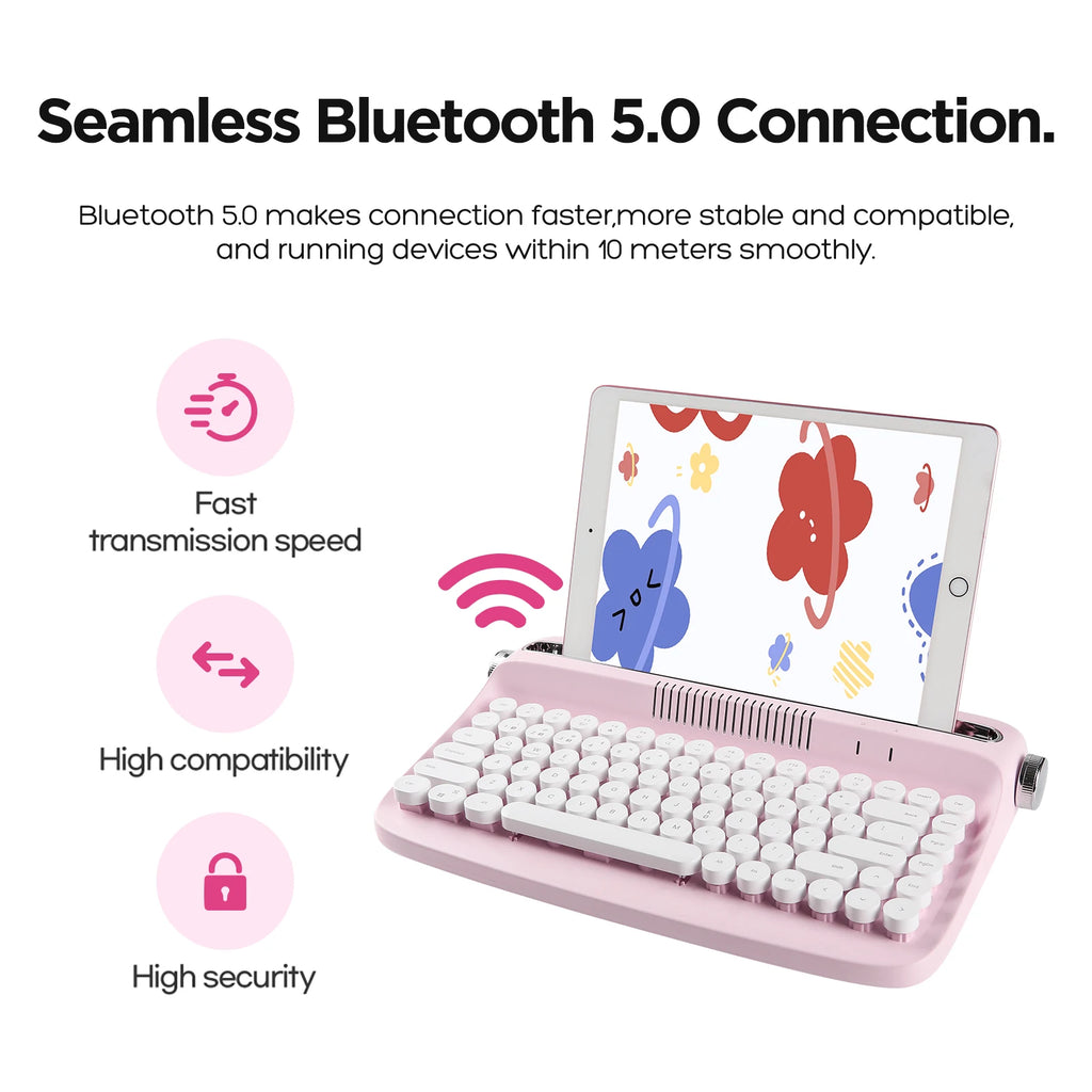Retro Wireless Typewriter Keyboard