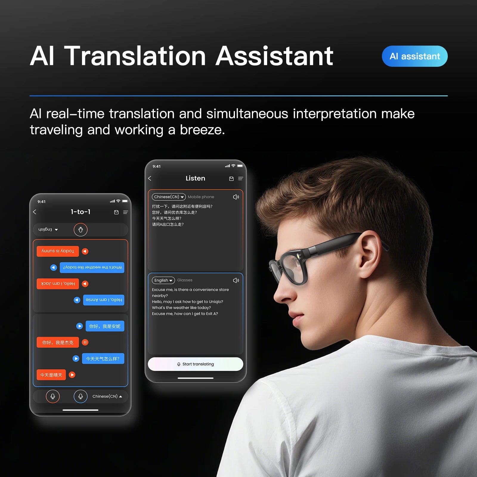 AI Smart Glasses With Voice Translate