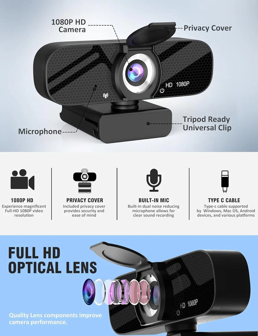 HD Webcam With Microphone and Streaming