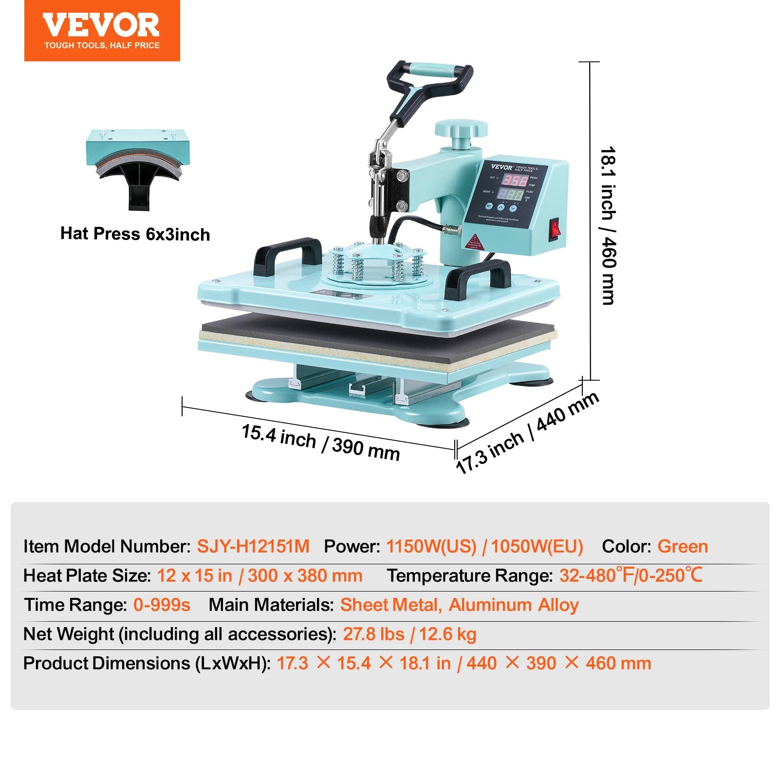 Heat Press Machine 12x15 inch With 360° Swing Away