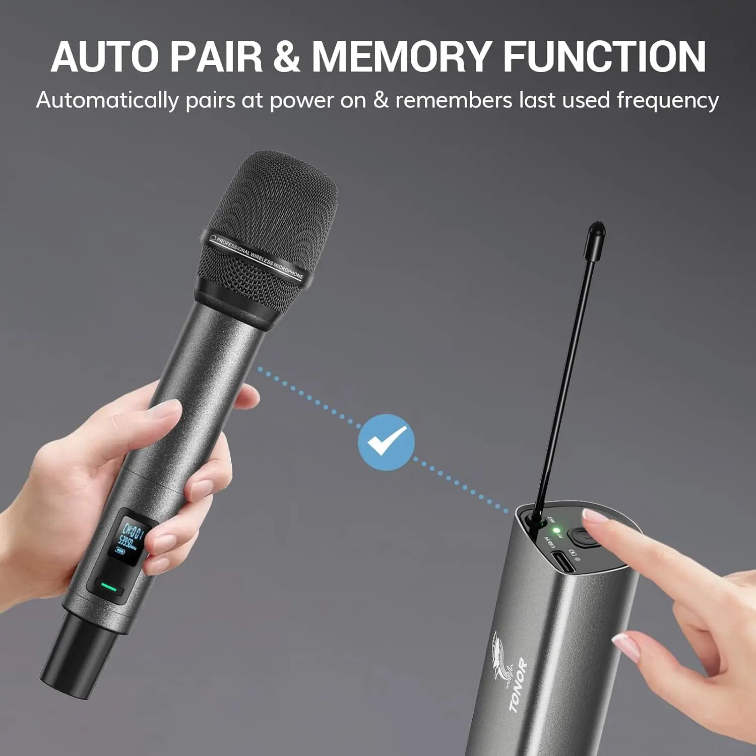 UHF Rechargeable Wireless Microphones, 2-Pack