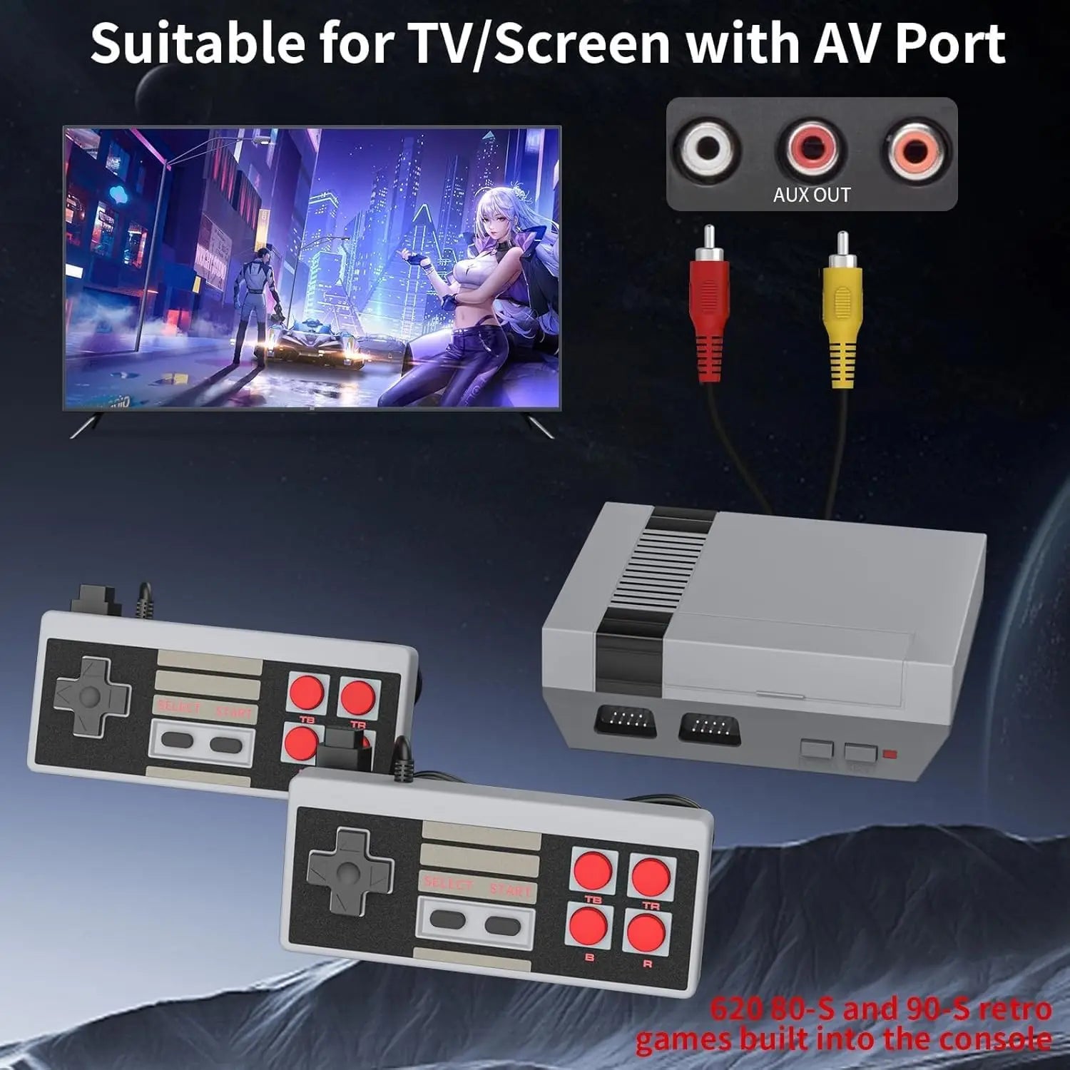 Retro Game Console  with 2 Wired Controllers