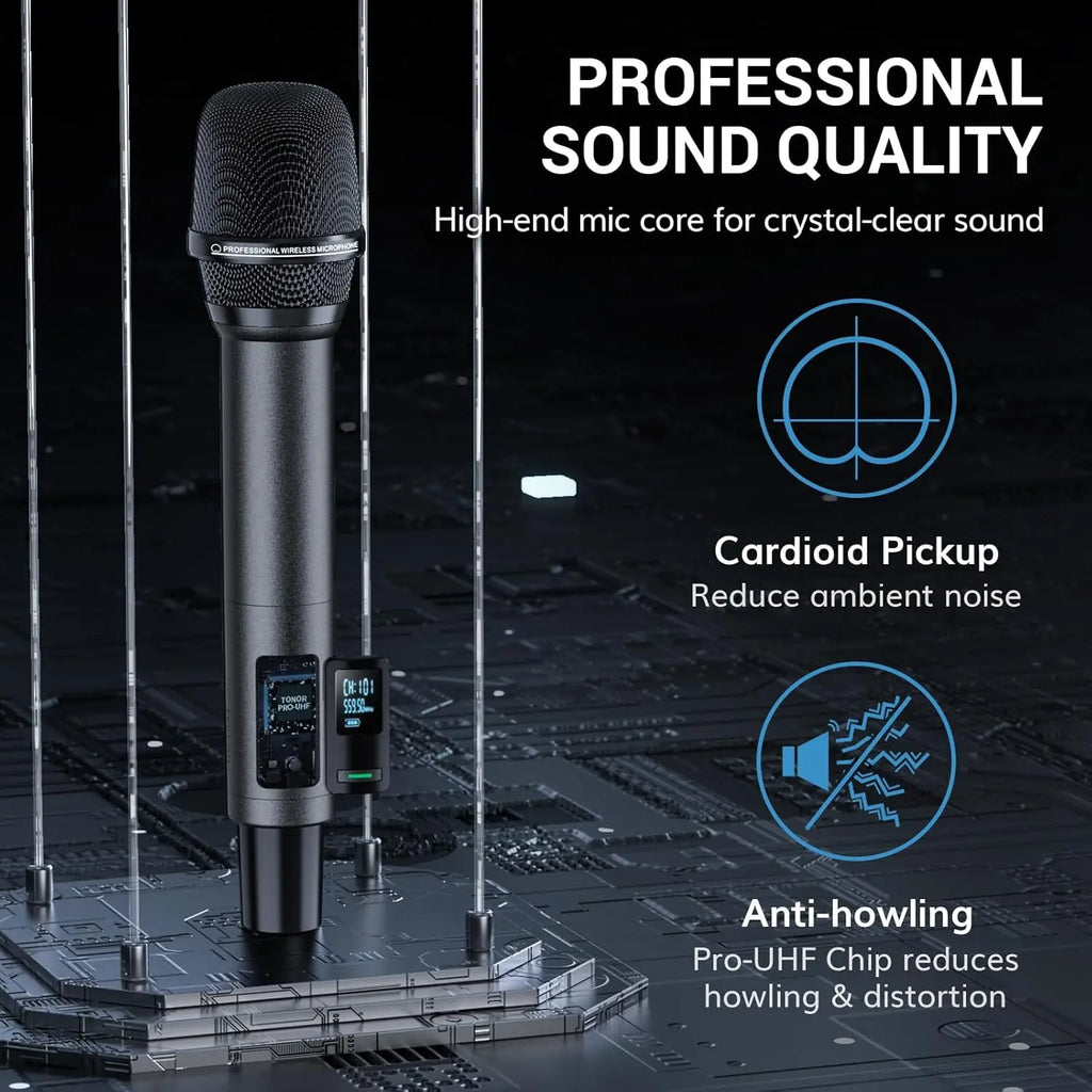 UHF Rechargeable Wireless Microphones, 2-Pack