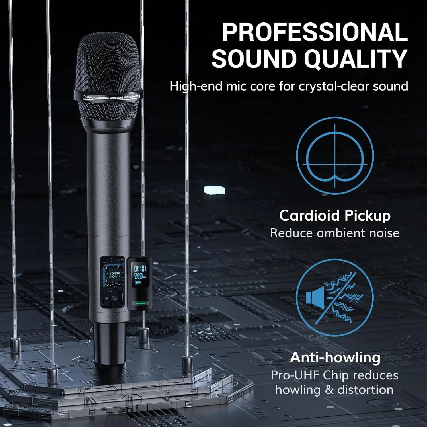 UHF Rechargeable Wireless Microphones, 2-Pack