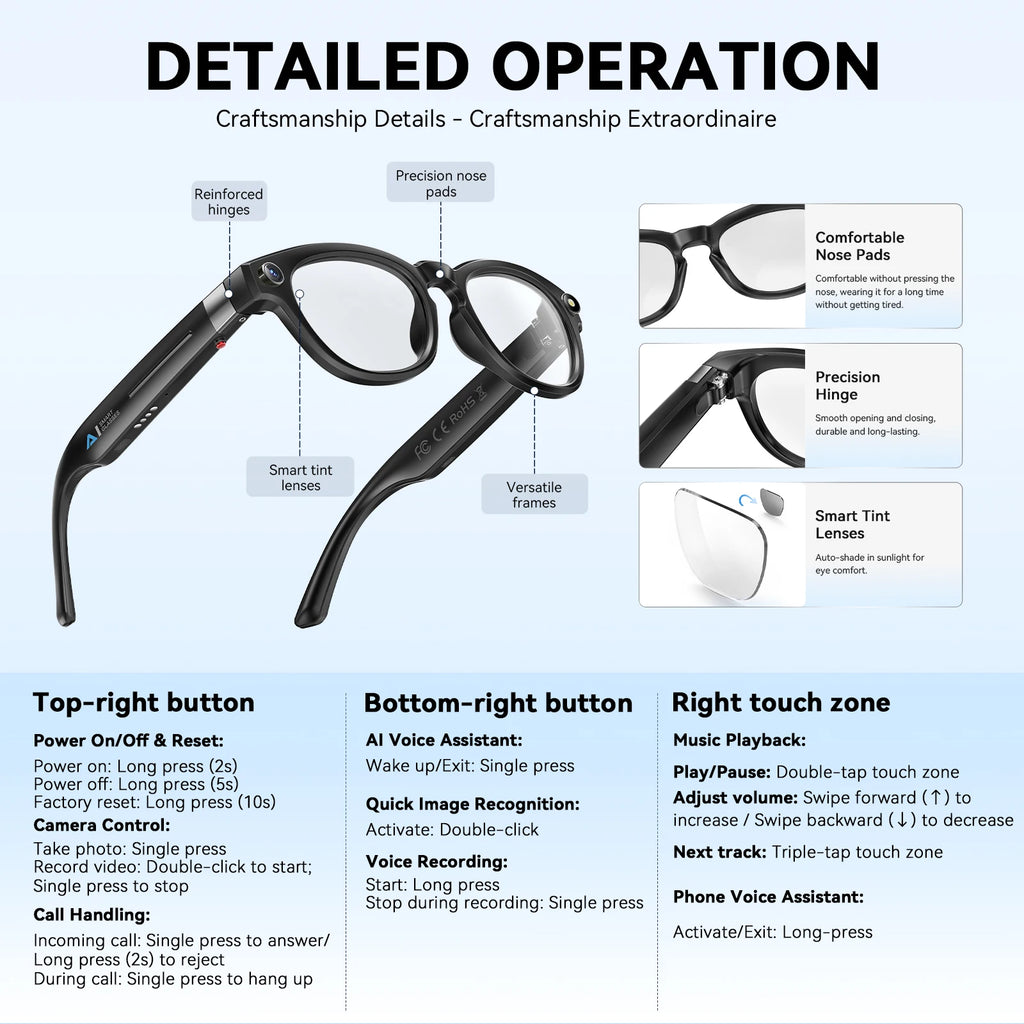 Smart Glasses  With AI Voice Translate