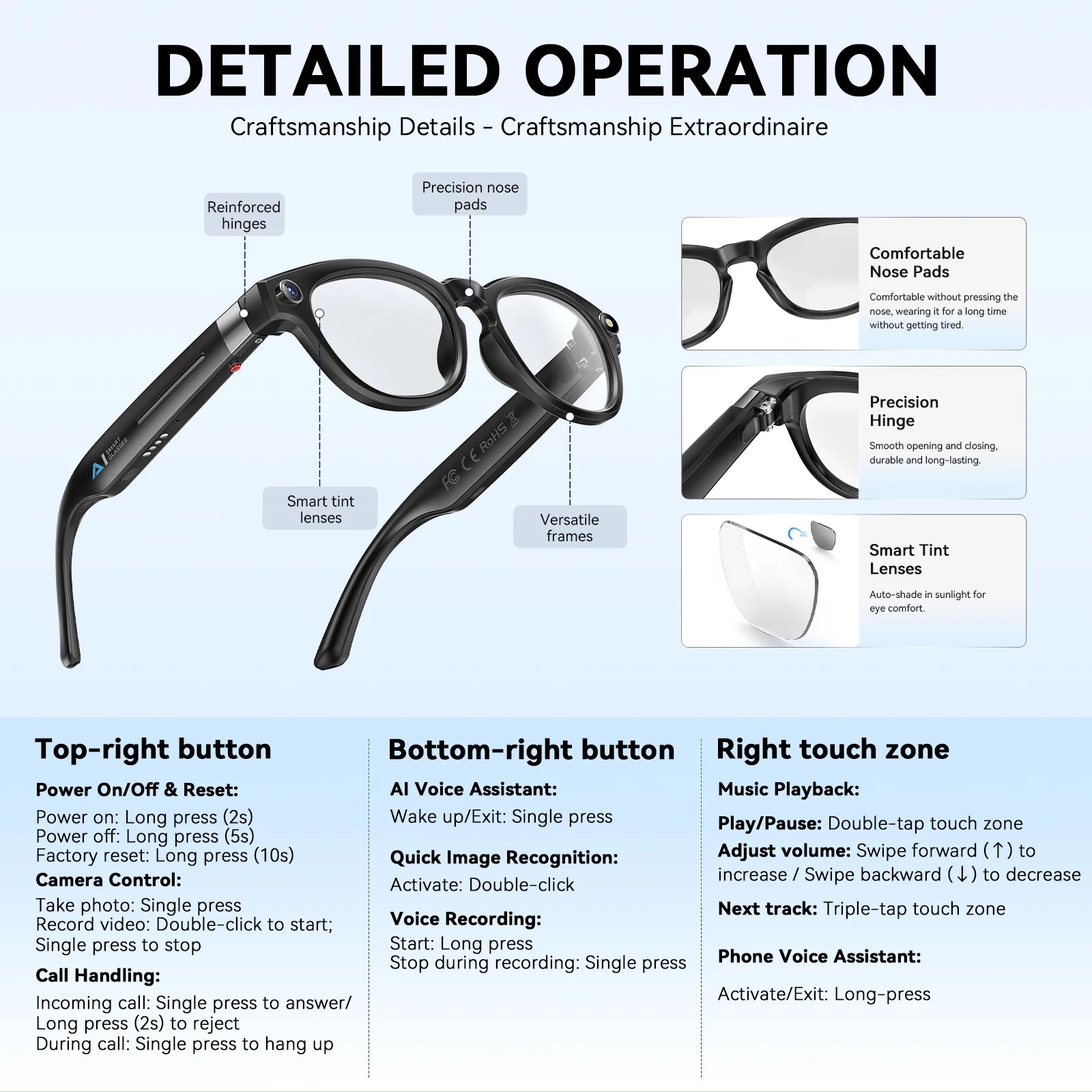 Smart Glasses  With AI Voice Translate
