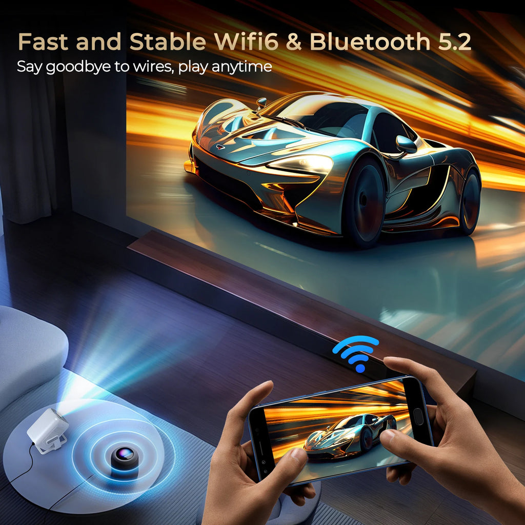 4K Mini Cinema LED Projector Android 14